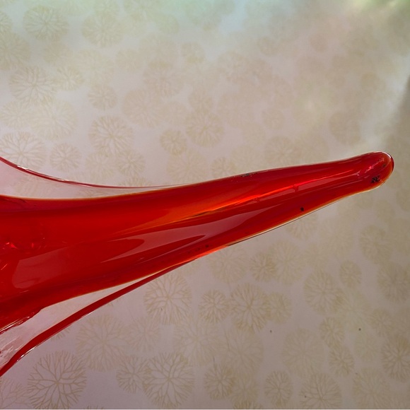 Vintage Art Glass orange / red chalet style glass decor MCM - Picture 6 of 9